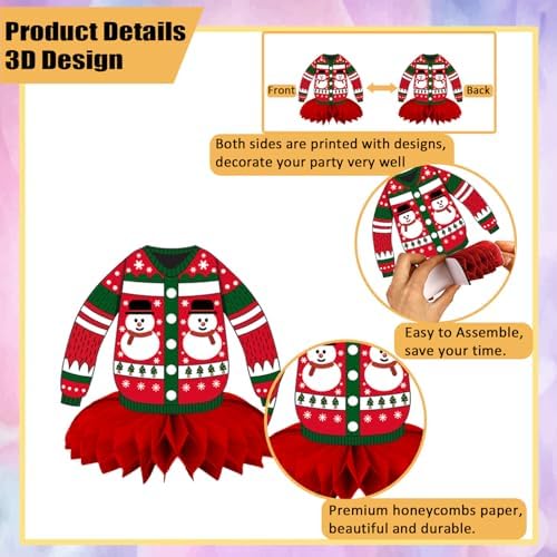 Christmas Ugly Sweater Party Decorations Honeycomb Centerpiece