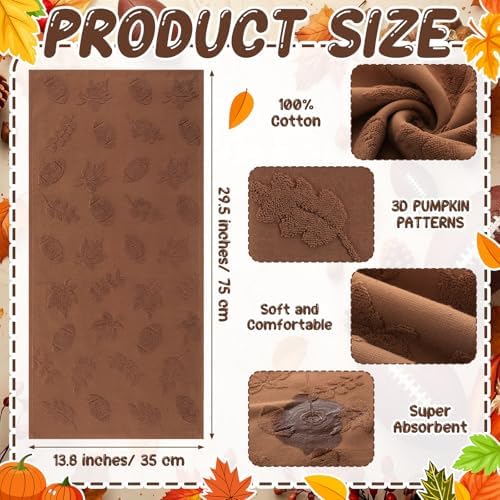 Mindsoft 2 Pcs Fall Hand Towels 3D Pumpkin Jacquard,Football Maple Leaf