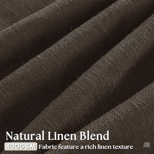 Dark Chocolate 84 Inch Pinch Pleated Semi Sheer Linen Curtains 2 Panels
