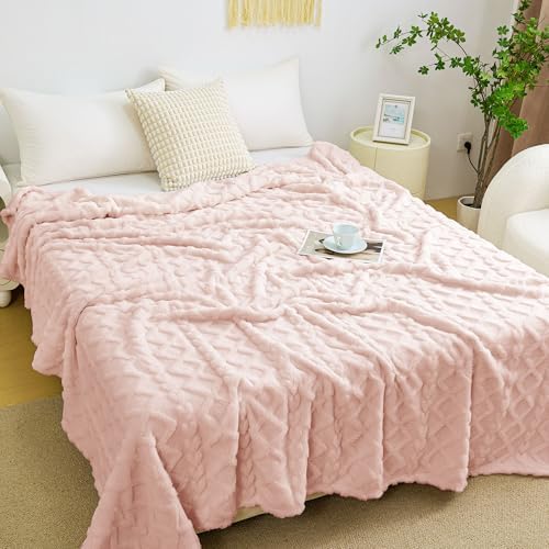 Aganear Fleece Throw Blanket for Couch Sofa 50"x60" Pink