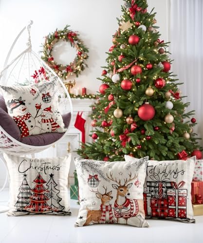 Christmas Pillow Covers Decorative for Couch Sofa Livingroom Outdoor Christmas Home Decor