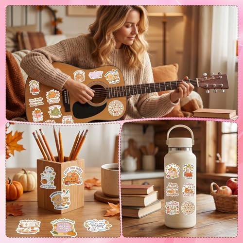 100 Pcs Fall Bookish Stickers for Adult, Vinyl Pumpkin Decals
