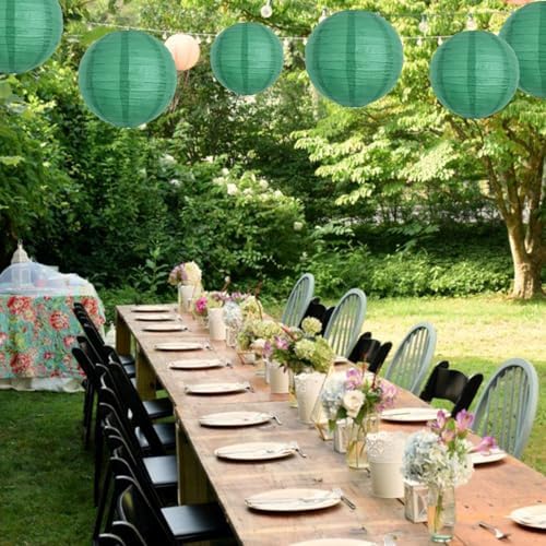 BEISHIDA 12 Inch Green Paper Lanterns 6 Packs Hanging Round Chinese Lantern