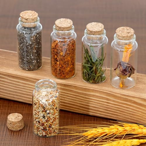 30 Pcs 25ml Small Glass Bottles with Cork Lids, Mini Glass Jars for Wedding Favors Empty Miniature Potion Message Wishing Bottles Spell Jars for DIY Crafts Baby Shower Party Home Decoration