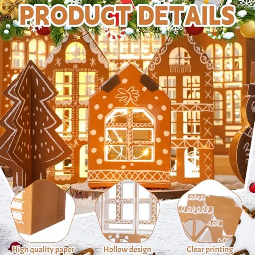 DoubleFill 11 Pcs 3D Gingerbread House Decor Christmas Village Houses Set