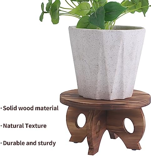 Plant Stand Indoor Wooden Plant Stool Round Stand Risers for Decor Plant Pedestal Stand / Brown