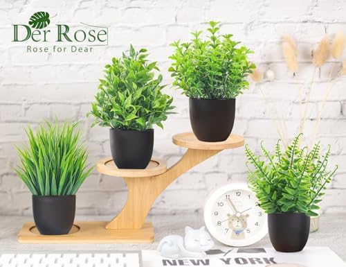 Fake Plants 4 Packs Artificial Plants Small Faux Plants Black Bathroom / Green / Set of 4