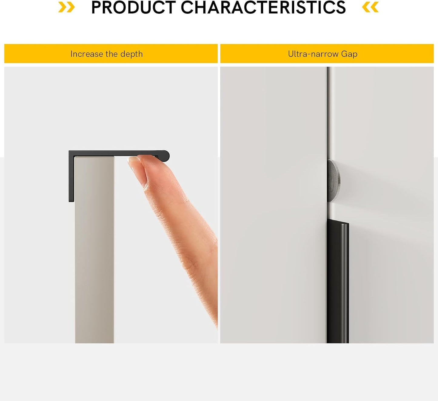 6-1/ Cabinet Pulls Finger Pulls / Hole Center: 6-1/4in / Black / 4 Inch / Set of 10