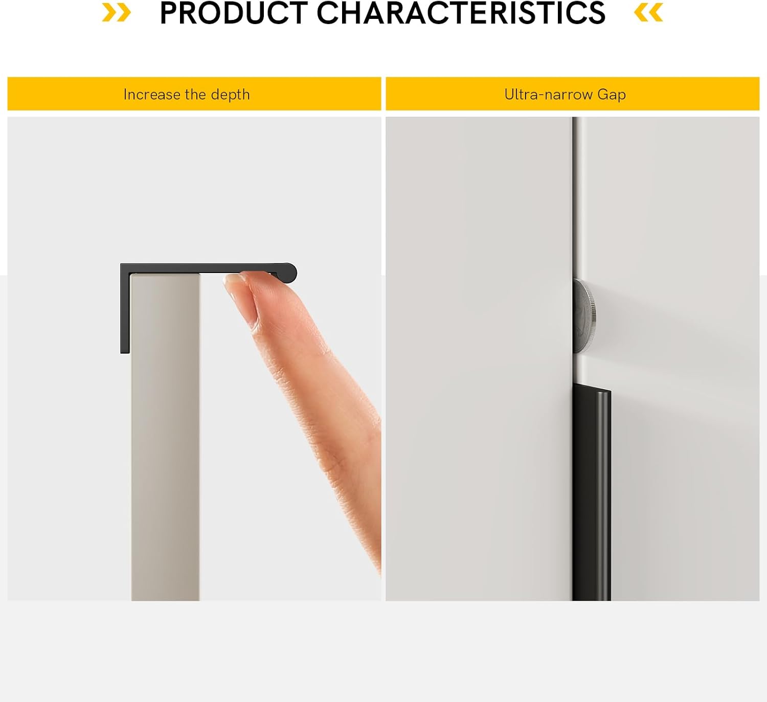 6-1/ Cabinet Pulls Finger Pulls / Hole Center: 6-1/4in / Black / 4 Inch / Set of 10