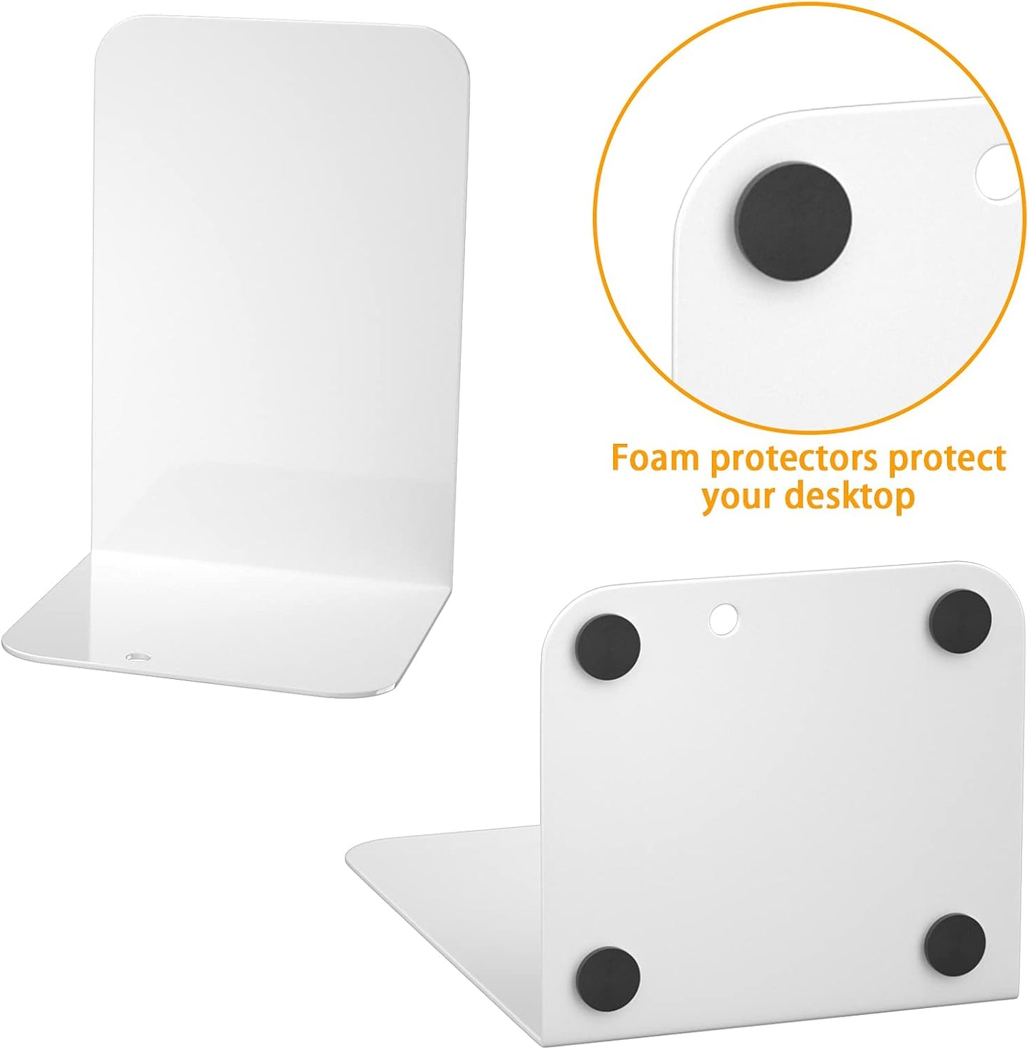 Metal Shelf Book Ends / White 2 Pairs Bookends
