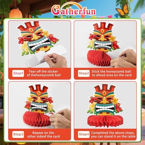 Hawaiian Luau Party Decorations Set: Aloha Theme Table Decoration with Luau Honeycomb Centerpiece for Tiki and Luau Hawaiian Party Supplies
