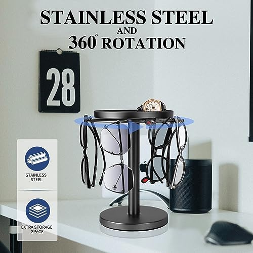 kondyfayo 360 Rotating Sunglass Organizer Glasses Holder (Titanium Black)