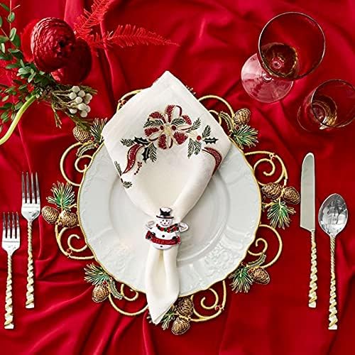 LogHog Snowman Christmas Napkin Rings Set of 6,Delicate Cute Napkin Holder Rings Table Decorations for Christmas Winter Holiday Daily Dinner Party Decor Favor (Snowman)