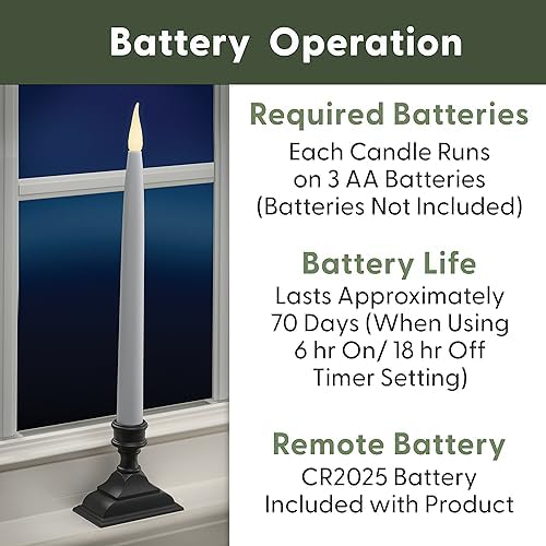 612 Vermont Battery Operated LED Window Candles with Timer, Remote Control