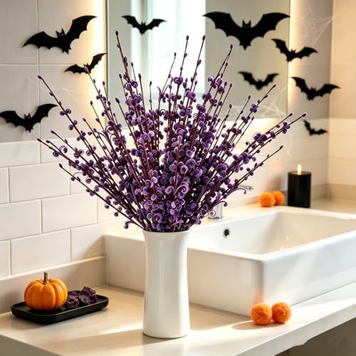 12Pcs Artificial Jasmine Flowers,21.6" Fake Branches for Home Valentine St. Patrick Independence Halloween Fall Christmas Party Decor,Purple