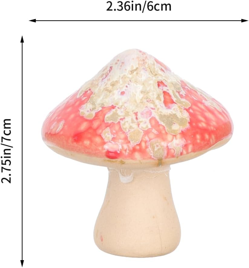 Ceramic Mushroom Garden Decor Kiln Transformed Mushroom Figurines / Set of 4