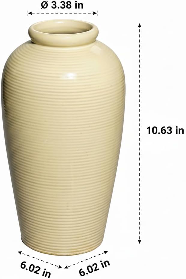 Ceramic Vase / Tall Boho Vases for Flower / 11 Inch / Beige