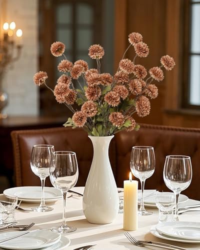 6pcs Artificial Flowers Faux Silk Pompon Mum,Small Mini Chrysanthemum Ball