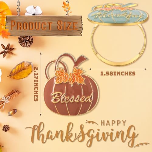 WILLBOND 12 Pcs Fall Thanksgiving Pumpkin Napkin Rings, White Orange Green
