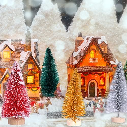Yookat 51Pcs Mini Pine Trees Bottle Brush Trees Deer Boxes