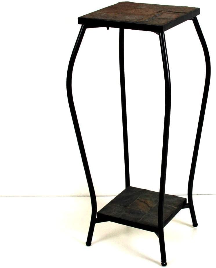 Zhongma 2 Tier 30" Tall Plant Stand with Colorful Slate Top for Balcony, Home, Garden, Backyard Patio with Adjustable