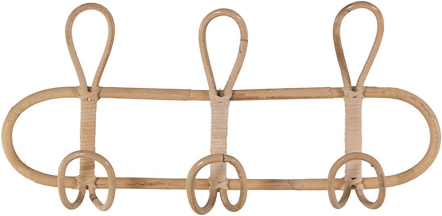 Rattan Wall Coat Rack / 3 Hooks
