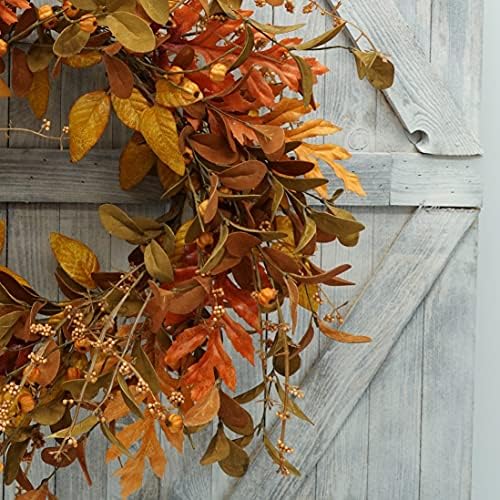 AMF0RESJ Artificial Fall Wreath for Front Door Autumn Wreath for Home Decor