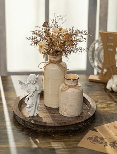Round Wood Decorative Candle Plate / Distressed