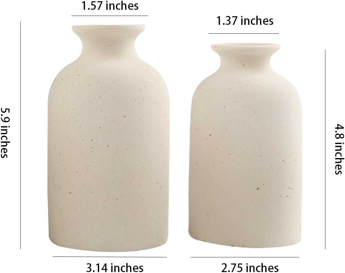 Ceramic Vase / Dry Flower Vases Minimalism Style for Modern Table Shelf Home Decor / Beige / Large