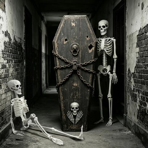 CAMIRUS 5.4ft & 3ft Posable Life Size Plastic Skeleton Halloween Decor