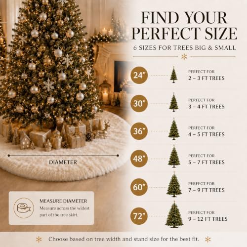 AOGU 48 Inch Faux Fur Christmas Tree Skirt Beige Plush Skirt for Merry Christmas Party Christmas Tree Decoration