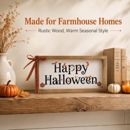 Happy Halloween Sign Pumpkin Bat Ghost Wall Table Shelf Home Decor
