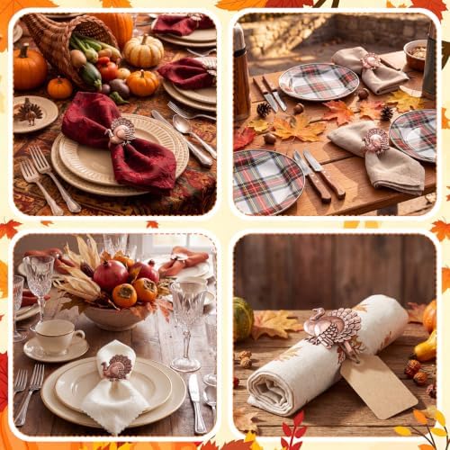 Yungyan 12 Set Thanksgiving Napkin Rings, Turkey Metal Napkin Rings