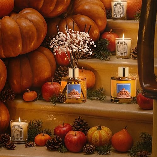 COCORRÍNA Reed Diffuser - Morton Pumpkin Harvest Reed Diffuser Set with 8 Sticks & Preserved Baby's Breath, Reed
