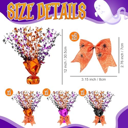 Suncalla 6 Pack Halloween Table Centerpiece Decoration Metallic Black Orange Purple Stars Centerpiece for Party Supplies Table Decoration