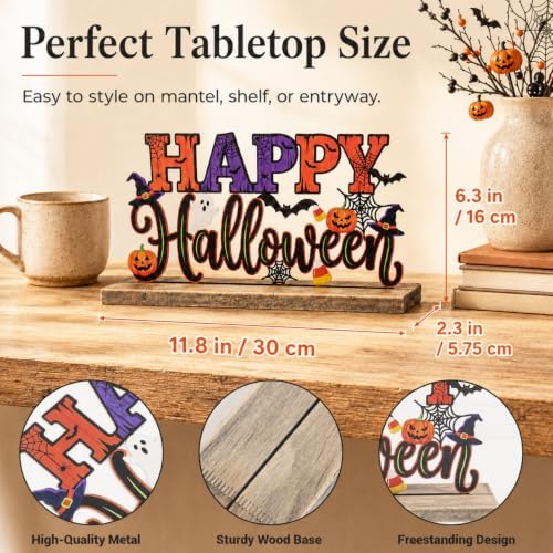Metal Happy Halloween Sign Table Mantel Shelf Desk Home Decor