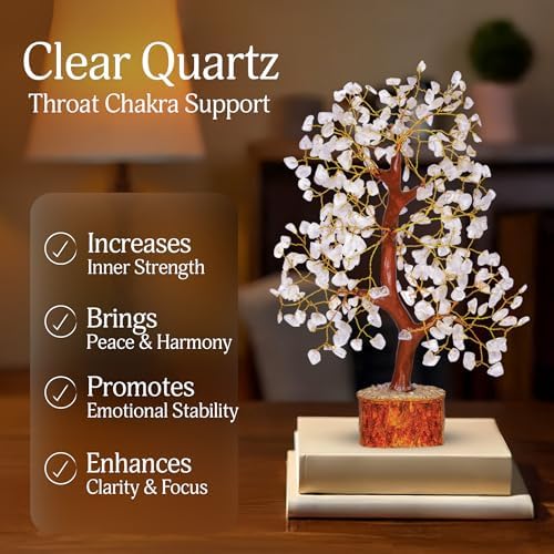 YATSKIA Clear Quartz Crystal Tree | Crystal Bonsai Tree Desk Decor | Crystals and Stones | Home Office Decor | Birthday