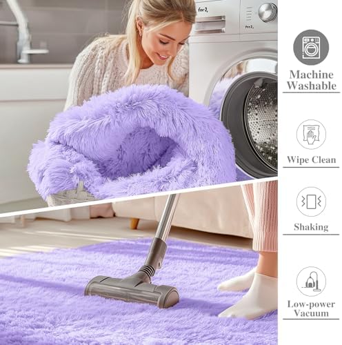 OLANLY 2x4 Machine Washable Runner Rugs for Hallway, Soft Fluffy Shaggy Bedside Rugs for Bedroom, Living Room, Indoor