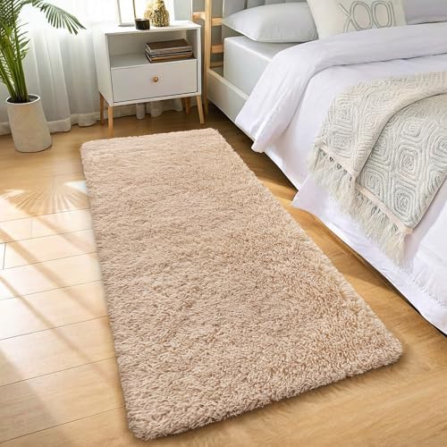 OLANLY 2x10 Machine Washable Runner Rugs for Hallway, Soft Fluffy Shaggy Bedside Rugs for Bedroom, Living Room, Indoor