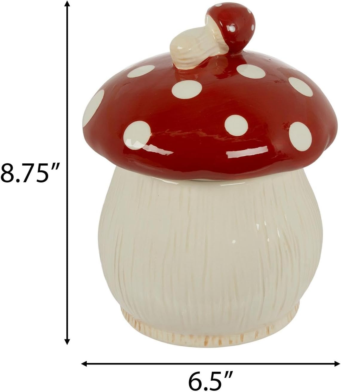 Mushroom Ceramic Cookie Jar / Red, White