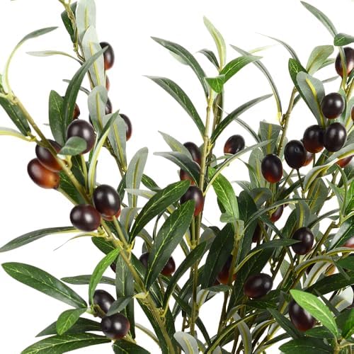 Artificial Plants Greenery Olive Branches Stems Fake Plants Leaves Fruits Branch / Green / Set of 6