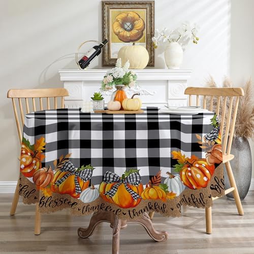 Fall Round Tablecloth 60 inches - Fall Decorations for Home