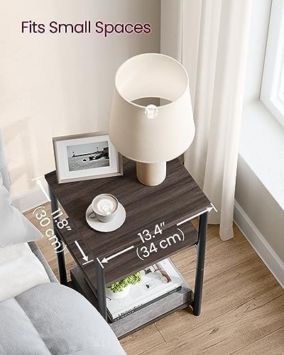 VASAGLE Side Table, Small End Table, Tall Nightstand, Steel Frame