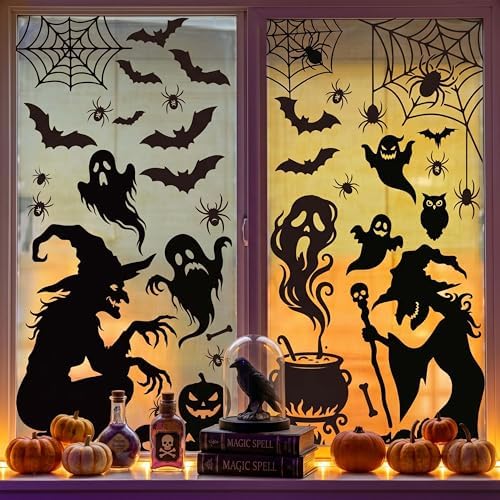 Jenlion Halloween Window Clings Decorations Indoor, Reusable Static Stickers Decals for Glass Door Home Kids Party Decor