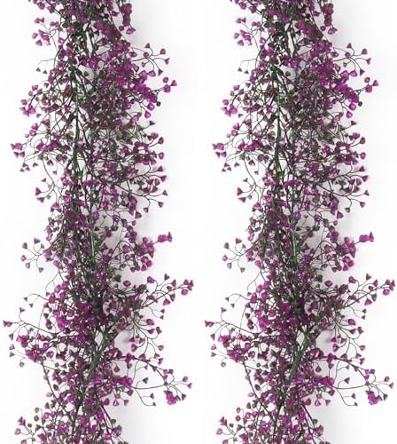 RECUTMS 2Pcs Artificial Wisteria Garlands 5.6Ft Fuchsia Autumn Vine Plastic