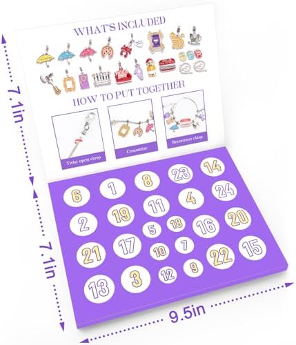 Advent Calendar 2026, 24 Days Christmas Charm Bracelet Making Kit for Women