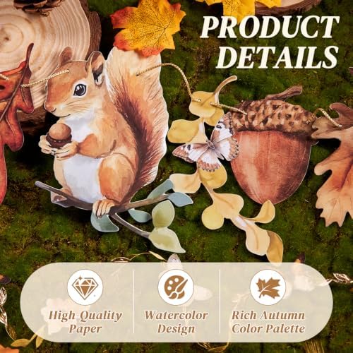 Fall Autumn Hanging Decorations - 1Pcs Mushroom & Fallen-Leaves Fairy Tale Paper Banner Bunting