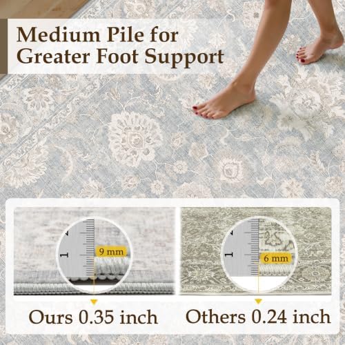 8x10 Blue Cream Neutral Thicker Area Rug