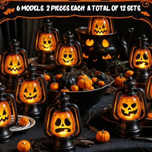 ROCEEI 12 Pcs Halloween Mini Pumpkin Lantern 6" Jack O Lantern