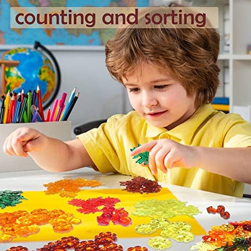 HADDIY Fall Sensory Bin Filler ,165 Pcs Acrylic Pumpkin Leaves Acorn Gems Vase Fillers for Thankgiving Centerpieces Table Decorations,Table Scatters,Preschool Counting and Thankgiving Craft